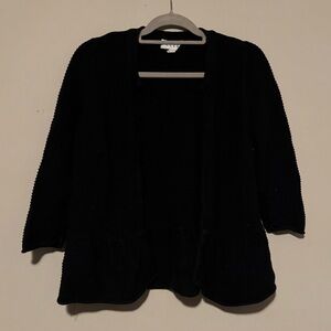 GUC Elle Women's Black Cardigan Sweater With Ruffle Hem